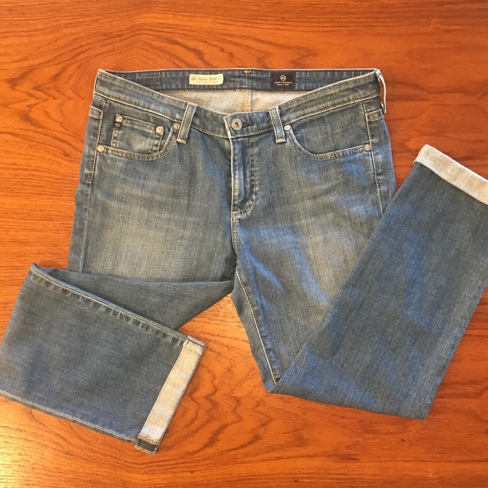 AG Jeans 'Stevie' slim straight roll-up 30R